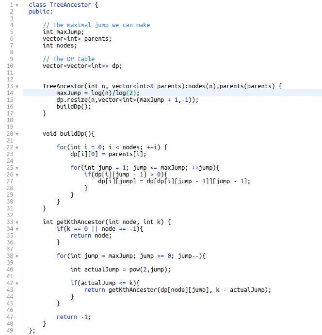 Binary Lifting Example